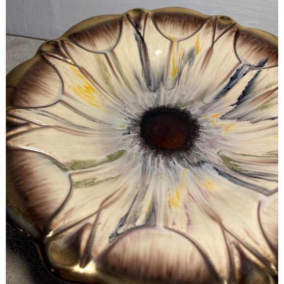 German Ceramic Decorative Bowl Floral Design & Gold Accents 13" Model #576 Vtg - Picture 6 of 12